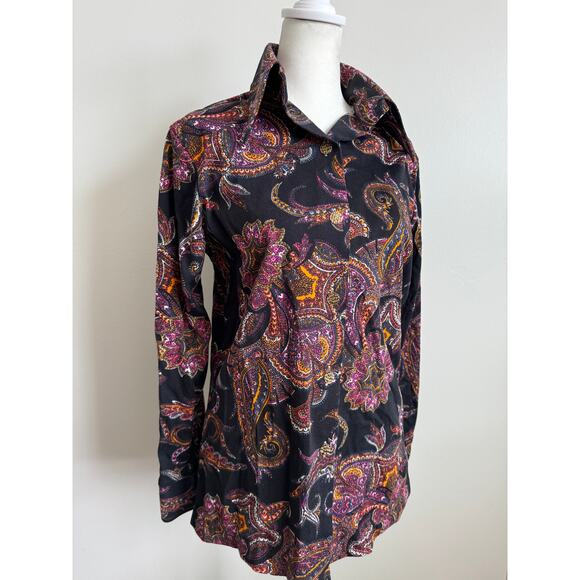 Vintage 70's Ms. Limited Black Paisley Dagger Collar - Picture 1 of 4